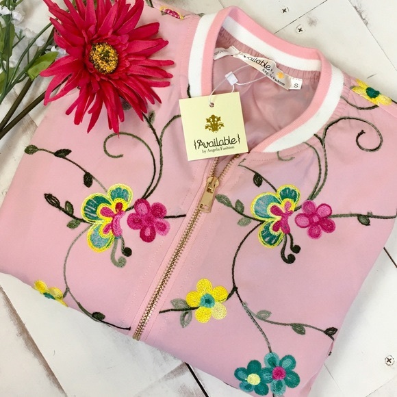 Floral Embroidered Yellow Bomber Jacket - Picture 8 of 8